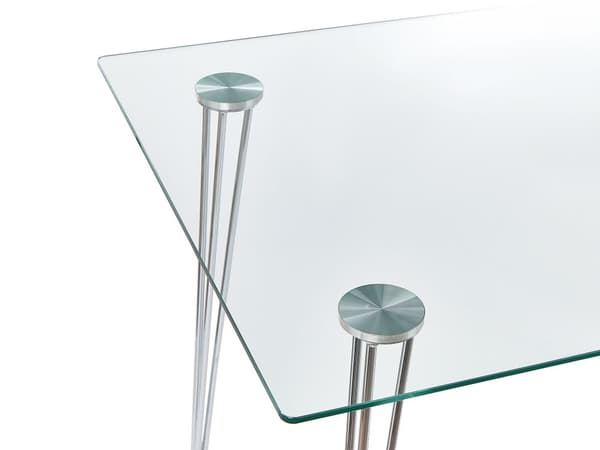 Spisebord Sølv Glassplate 120 x 70 cm Rektangulær Moderne Design