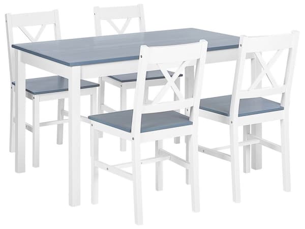 Spisesett hvitt massivt tre lys tretopp 4-seters 120 x 75 cm Moderne skandinavisk
