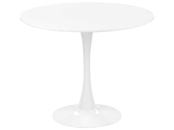 Spisebord hvitt 90 cm rundt 4 personer industriell stil