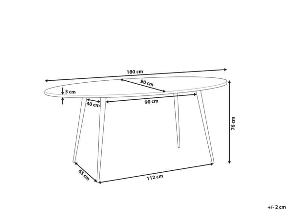 Spisebord mørkt tre/svart ovalt 180 x 90 cm metallben 4 personer moderne retro