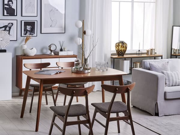 Spisebord Mørkt Tre 150 x 90 cm Treben Rektangulært Minimalistisk Skandinavisk Kjøkken