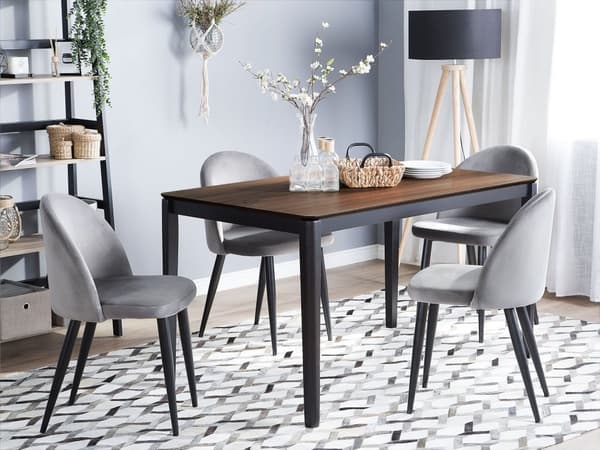 Spisebord Mørkt tre Svart metall 135 x 80 cm 4 personer Industriell stil Moderne Spisestue Kjøkken