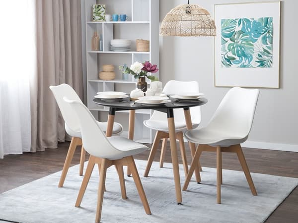 Spisebord Svart Bøk ø 90 cm Rundt Kjøkken Stue Minimalistisk