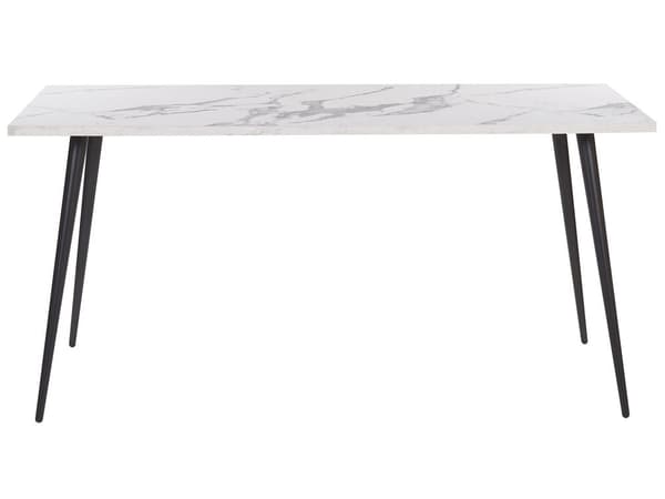 Spisebord Hvit marmorplate Svarte metallben Rektangulært 160 x 80 cm for 6 personer Moderne glamourstil