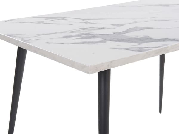 Spisebord Hvit marmorplate Svarte metallben Rektangulært 160 x 80 cm for 6 personer Moderne glamourstil