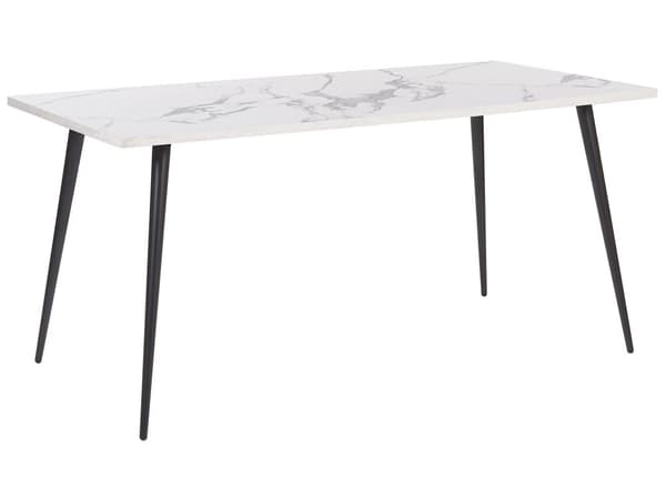 Spisebord Hvit marmorplate Svarte metallben Rektangulært 160 x 80 cm for 6 personer Moderne glamourstil