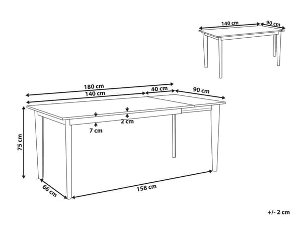 Spisebord hvit/lyst tre MDF uttrekkbart