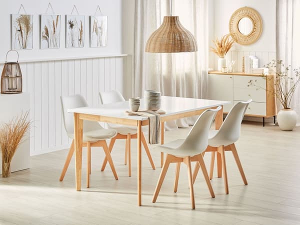 Spisebord hvit/lyst tre MDF uttrekkbart