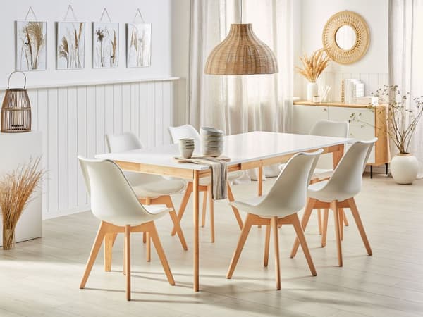 Spisebord hvit/lyst tre MDF uttrekkbart