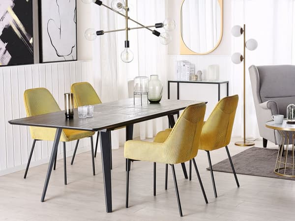Spisebord uttrekkbart svart 160/200 x 90 cm moderne