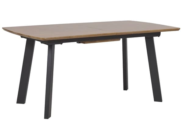 Spisebord mørkt tre svart ben uttrekkbart 160/200 cm moderne