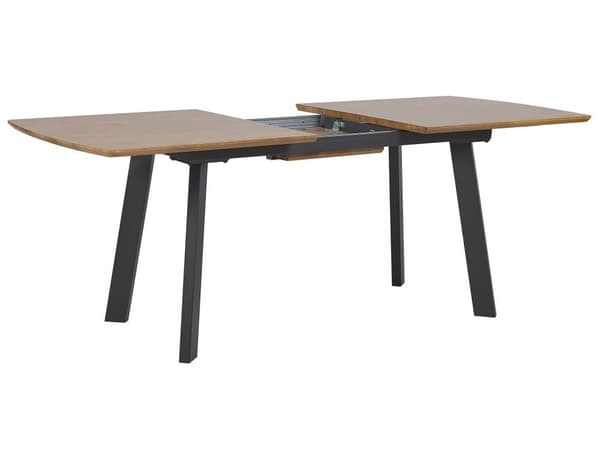 Spisebord mørkt tre svart ben uttrekkbart 160/200 cm moderne