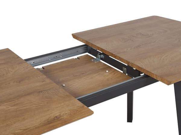 Spisebord mørkt tre svart ben uttrekkbart 160/200 cm moderne
