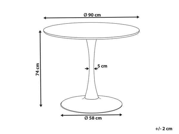 Spisebord Lyst tre med sort MDF-plate 90 cm Metall Industrielt rundt Kjøkkenbord