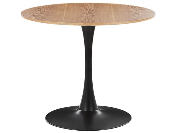 Spisebord Lyst tre med sort MDF-plate 90 cm Metall Industrielt rundt Kjøkkenbord