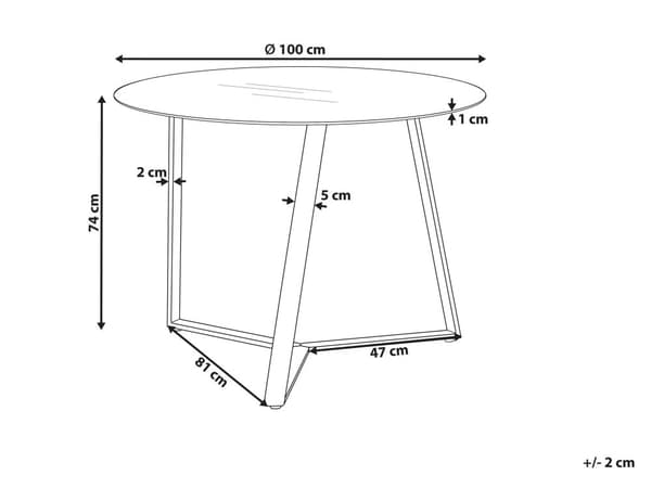 Spisebord Svart Metallben 100 cm Moderne Design Rund Herdet Glass