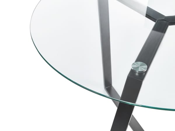 Spisebord Svart Metallben 100 cm Moderne Design Rund Herdet Glass