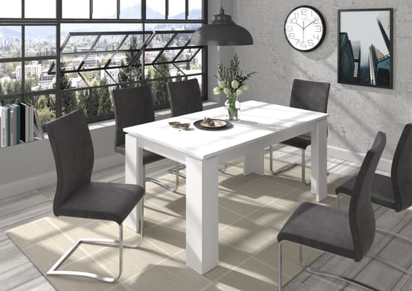 Titan spisebord 160/200 cm inkl. tillægsplade hvid.
