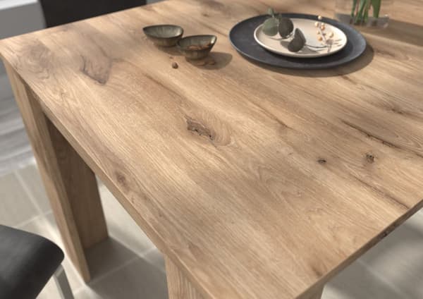 Titan spisebord 160/200 cm inkl. tilleggsplater eik dekor.