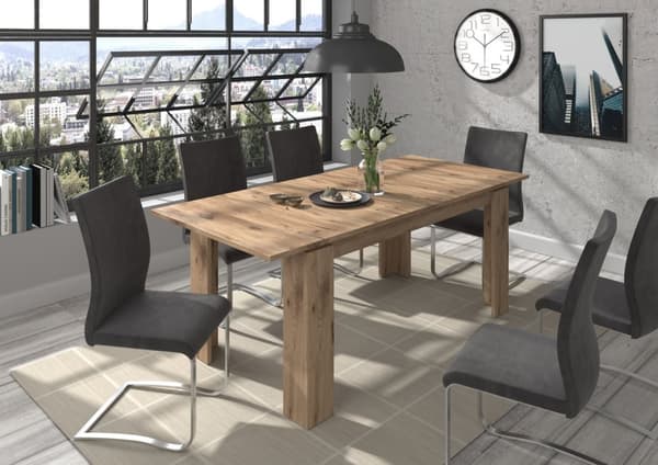 Titan spisebord 160/200 cm inkl. tilleggsplater eik dekor.