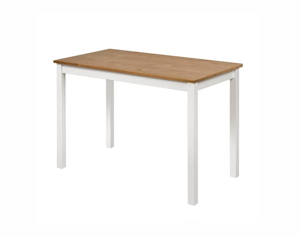 Matbord “Vesa” tillverkat av massivt furuträ (brun/vit), 110 x 68 cm Height 75 cm