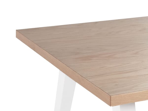 Ruokapöytä vaalea puu valkoinen 150 x 75 x 90 cm MDF kumipuu 4 hengelle suorakulmio skandinaavinen