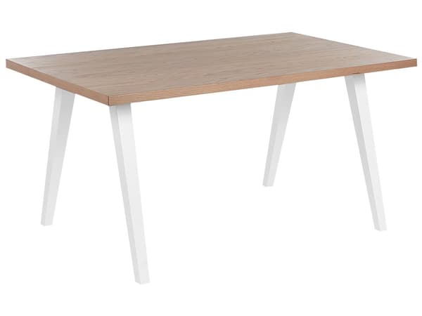 Ruokapöytä vaalea puu valkoinen 150 x 75 x 90 cm MDF kumipuu 4 hengelle suorakulmio skandinaavinen