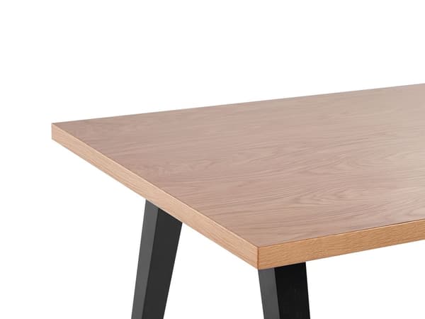 Spisebord Lyst Træ med Grå Gummiben Bordplade MDF Finer Køkkenbord