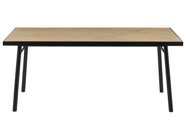 Spisebord lyst træ med sort MDF gummitræ 180 x 90 cm Rektangulært til 6 personer Traditionel spisestue