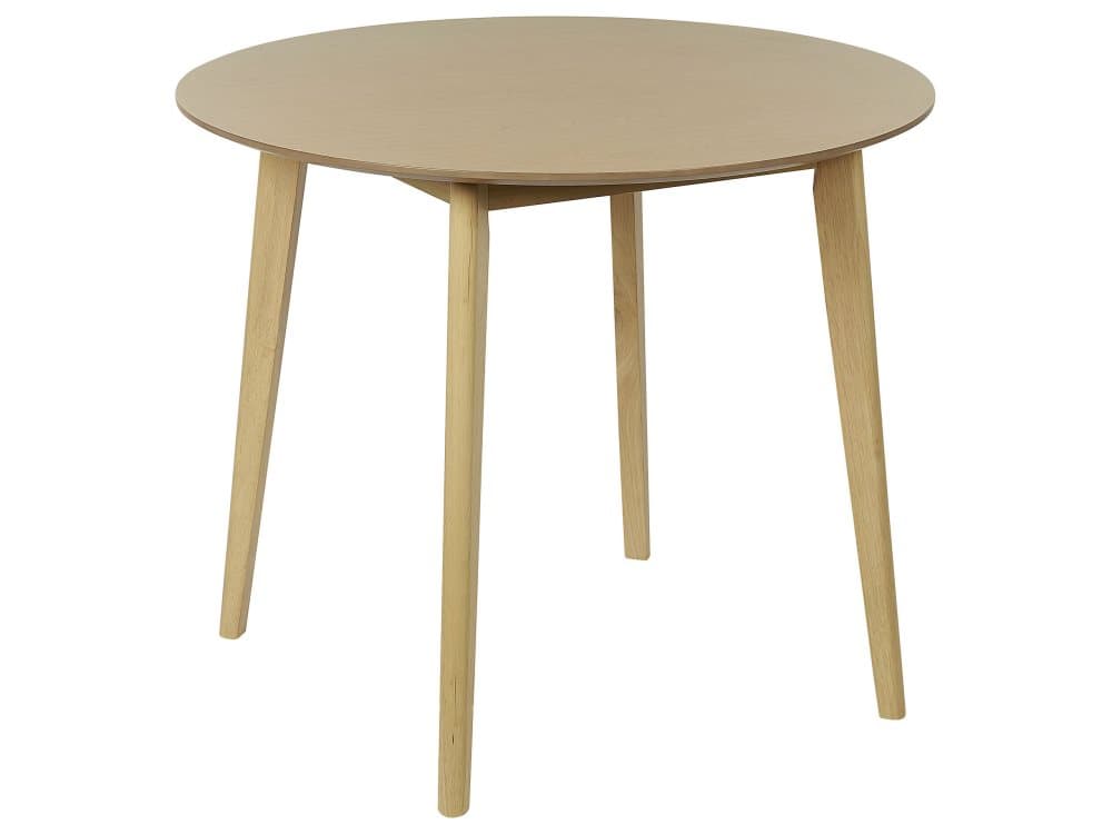 Runt matbord 90 cm ljust trä SANDY