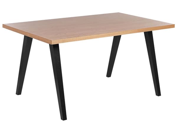 Matbord Ljus Trä och Grå Gummiträ 150 x 90 cm Ben MDF Skiva i Ekfanér