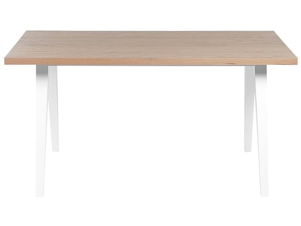 Matbord Ljus Trä och Grå Gummiträ 150 x 90 cm Ben MDF Skiva i Ekfanér