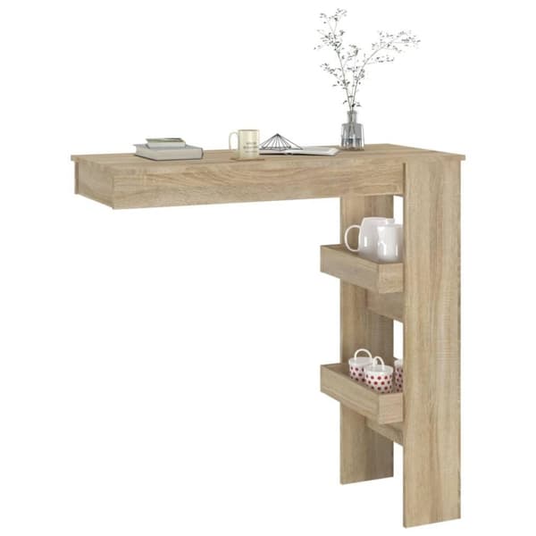 vidaXL Veggmontert barbord sonoma eik 102x45x103,5 cm konstruert tre