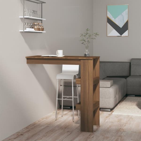 vidaXL Seinäkiinnitettävä baaripöytä rusk. 102x45x103,5cm tekninen puu