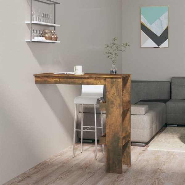vidaXL Baaripöytä seinälle savutammi 102x45x103,5 cm tekninen puu