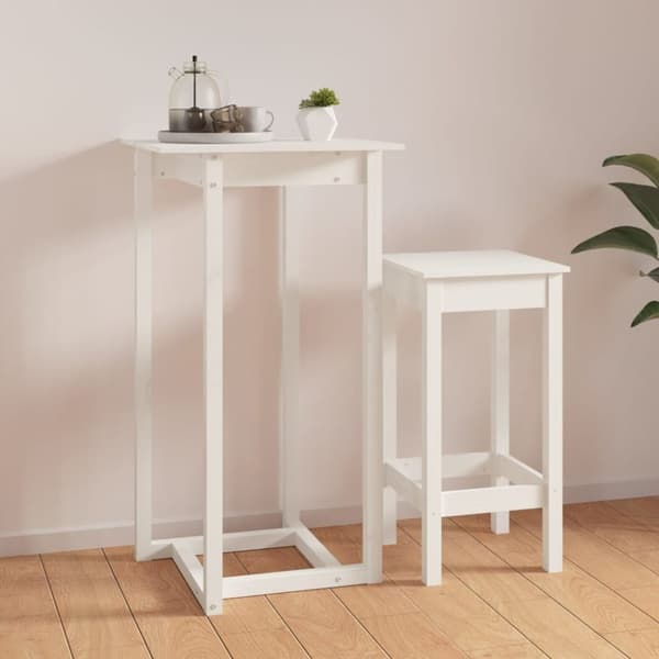 vidaXL Baaripöytä valkoinen 60x60x110 cm täysi mänty