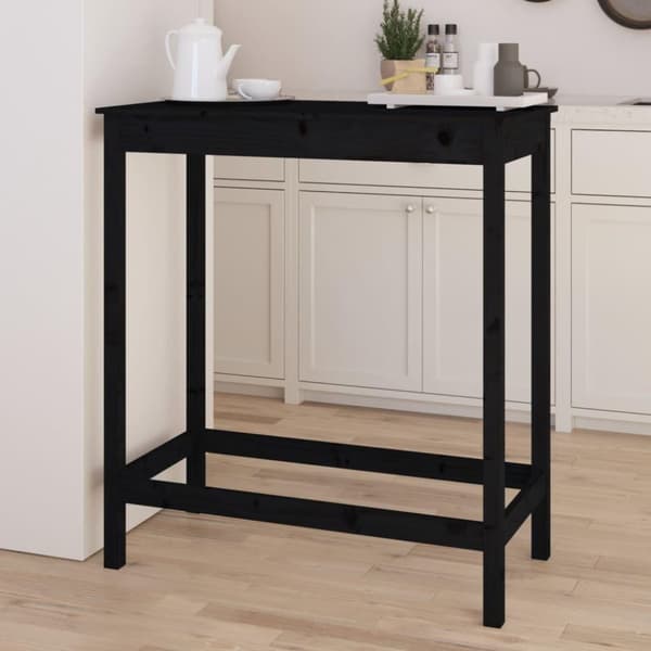 vidaXL Barbord svart 100x50x110 cm massivt furuträ