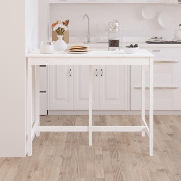 vidaXL Barbord hvit 140x80x110 cm heltre furu