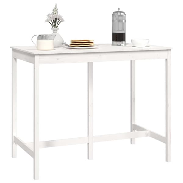 vidaXL Barbord hvit 140x80x110 cm heltre furu