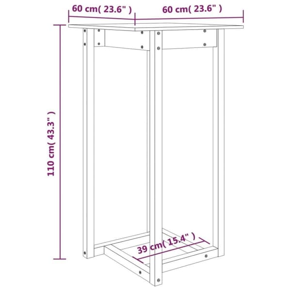 vidaXL Barbord 60x60x110 cm heltre furu