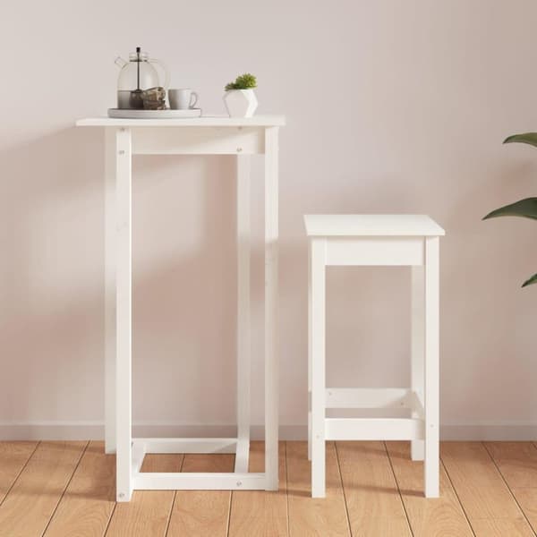 vidaXL Barbord vit 60x60x110 cm massiv furu