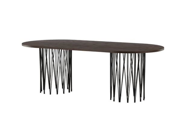 Stone spisebord 100x220cm svart, brun.