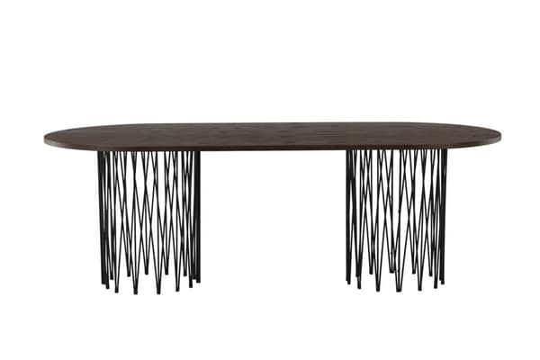 Stone spisebord 100x220cm svart, brun.