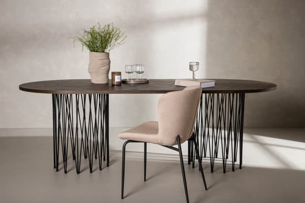 Stone matbord 100x220cm svart, brun.