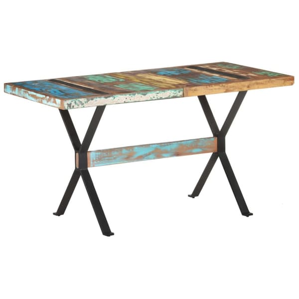 vidaXL spisebord 140x70x76 cm massivt genbrugstræ