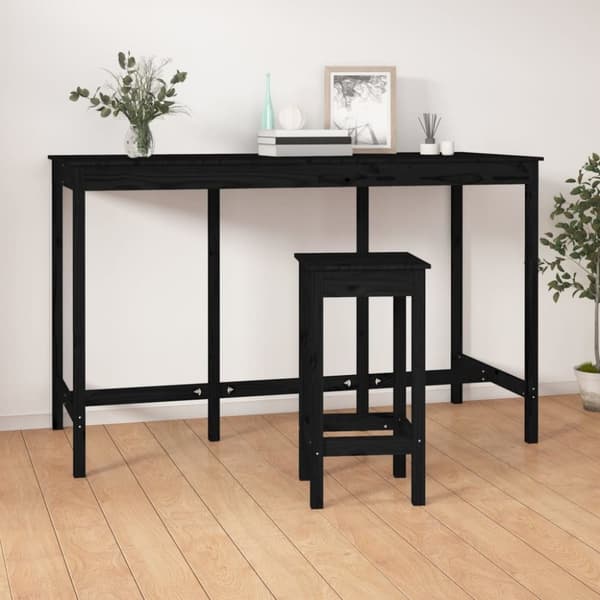 vidaXL barbord 180x80x110 cm massivt fyrretræ sort