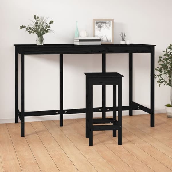 vidaXL barbord 180x80x110 cm massivt fyrretræ sort