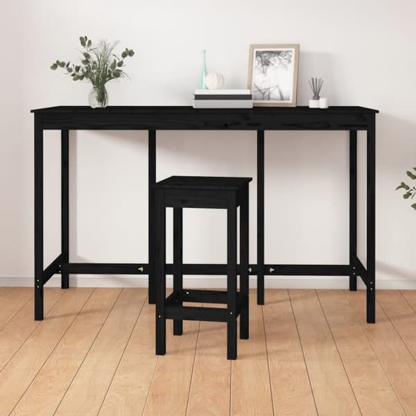 vidaXL barbord 180x80x110 cm massivt fyrretræ sort