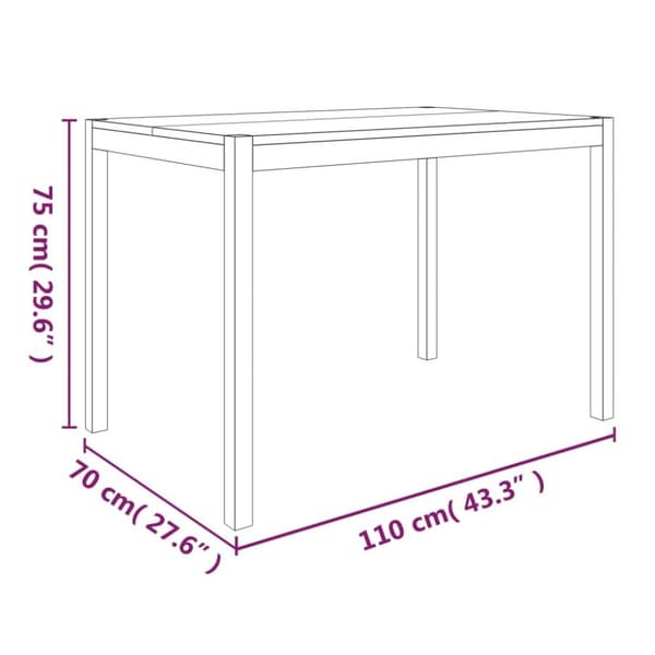 vidaXL spisebord 110x70x75 cm massivt akacietræ
