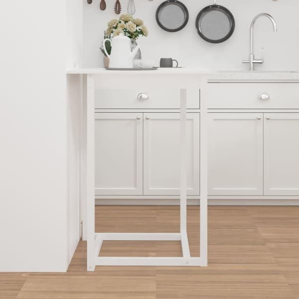 vidaXL Barbord vit 80x80x110 cm massivt furuträ